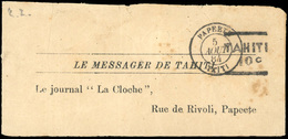 O N°5aA, Bande De Journal ''LA CLOCHE'' Affranchie TAHITI 10c. Obl. PAPEETE - TAITI Du 5 Août 1884 à Destination De PAPE - Otros & Sin Clasificación