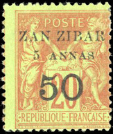 * N°15a, 5a Et 50c. Sur 20c. Brique Sur Vert. Type II. TB. - Otros & Sin Clasificación