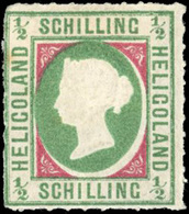 * N°1, 1/2 S. Bleu-vert Et Rose. (SG#1- C.350£). TB. - Heligoland (1867-1890)