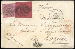 O N°1618, 20c. Rouge éteint. CdF. + 80c. Rose Vineux. Obl. Grille Sur Lettre Frappée Du CàD De ROME Du 26 NOVEMBRE 1867  - Estados Pontificados