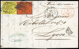 O N°1722, 40c. Jaune. + 10c. Rouge-orange. Obl. Sur Lettre Frappée Du CàD De ROME Du 27 SEPTEMBRE 1868 à Destination De  - Estados Pontificados