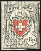 O N°13, POSTES FEDERALES. ''ORTS POST'' 21/2r. Noit Et Rouge. Obl. Légère. Cote Zumstein. SUP. - Otros & Sin Clasificación