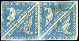 O N°4, 4p. Bleu Pâle. Papier Blanc. Bloc De 4. Cachet CGH Triangulaire Noir. Obl. Légère. SG#6a. SUP. - Cabo De Buena Esperanza (1853-1904)