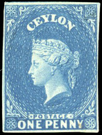 * N°1A, 1p. Bleu. (SG#2 - 1p. Deep Turquoise-blue - C.1100£). SUP. - Ceilán (...-1947)