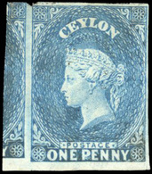 * N°1A, 1p. Bleu. (SG#2a - 1p. Blue - C.1200£). BdeF. SUP. - Ceilán (...-1947)