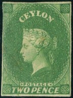 * N°2a, 2p. Vert Jaune. Une Marge Courte Mais Visible. (SG 3a). B. - Ceylan (...-1947)