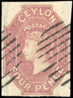 O N°3, 4p. Rose. (SG#4 - 2d. Dull Rose - C.4500£). Obl. SUP. - Ceilán (...-1947)