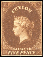 (*) N°4, 5p. Brun-roux. (SG#5 - 5d. Chestnut - C.1600£). SUP. - Ceilán (...-1947)