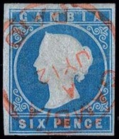 O N°2, 6p. Bleu Pâle. SG#4. Certificat De La B.P.A. Cote 1000£. SUP. - Gambia (...-1964)