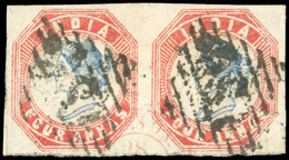 O N°5, 4a. Bleu Et Rose-rouge. Paire. Tête Die III. Cadre Die II. (SG#25- C.4500£). Sans Ligne De Séparation. Harmer 22/ - Otros & Sin Clasificación