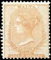 * N°1a, 1/2p. Bistre Papier Bleuté. (SG#1- C.1300£). Qualité Exceptionnelle. SUP. - Malta (...-1964)