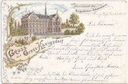 Gross Königsdorf FRECHEN Color Litho Pensionat Augustiner Schwestern Gelaufen Bahnpost 23.5.1899 CÖLN - VERVIERS - Frechen