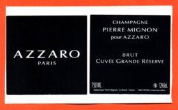 étiquette Autocollante Sur Support De Champagne Brut Cuvée Azzaro Pierre Mignon à Le Breuil - 75 Cl - Kunst