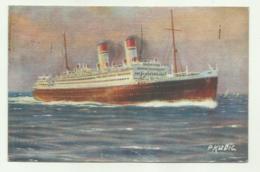 PIROSCAFO GIULIO CESARE, FLOTTE RIUNITE COSULICH   ILLUSTRATA P. KLODIC  VIAGGIATA 1933 FP - Paquebote