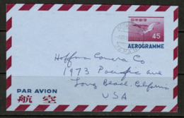 JAPAN  1956 AEROGRAMME To LONG BEACH, CALIFORNIA, USA (4/VIII/56) (OS-513) - Brieven En Documenten