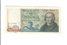 5000 Lire Colombo II° Tipo 3 Caravelle 11 04 1973 Bb/spl Ottimo Biglietto LOTTO 2908 - 5000 Lire