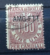 MARCA DA BOLLO  TRIESTE AMG FTT   TASSA DI BOLLO PER CAMBIALI LIRE 1 - Revenue Stamps