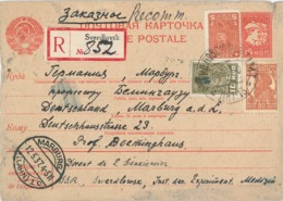 Sverdlovsk Ganzsache Nach Marburg - Einschreiben 19374 An Prof. Hans Boeminghaus - Medizin Urologie - Covers & Documents