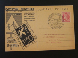Carte Exposition Philatélique De Colombes 92 Hauts De Seine 1946 - Afstempelingen & Vlagstempels