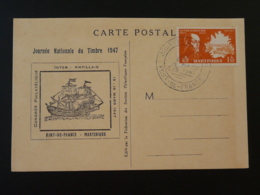 Carte Bateau-poste Inter-antillais Journée Du Timbre Fort De France Martinique 1947 - Cartas & Documentos