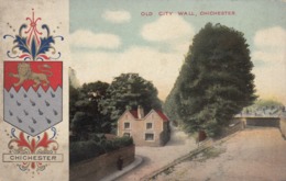 Postcard Old City Wall Chichester Sussex [ Coat Of Arms ] By Moore Of East Street My Ref  B13715 - Chichester