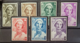 BELGIUM 1935 - MNH - Sc# 170, 171, 172, 173, 175, 176, 177 - Queen Astrid - Neufs