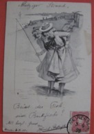 ILLUSTRATEUR W BRAUN Jeunes Femmes Pêchant Un Poisson -Femme Sport CARTE VIENNOISE PRECURSEUR 1898 - Braun, W.