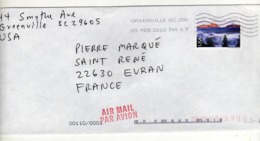 Enveloppe USA ETATS UNIS Oblitération GREENVILLE SC 296 05/02/2010 - Poststempel