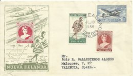 NUEVA ZELANDA, CARTA DIRIGIDA A  ESPAÑA  AÑO  1955 - Briefe U. Dokumente