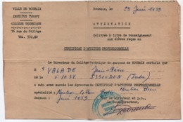 Ville De ROUBAIX/Institut Turgot/Collége Technique/Certificat D'aptitude Professionnelle/Monteur Cableur/1959  CAH292 - Diplomas Y Calificaciones Escolares