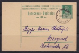 Yugoslavia 1947 Marshal Tito, Postal Stationery, Traveled From Kotor To Beograd - Entiers Postaux