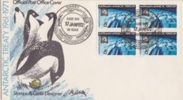 Polaire Australien, N°19, 20 Blocs De Quatre (formation Neige Et Glace) Obl. 1° Jour Casey Le 17 Jan 72 Sur 2 FDC - Lettres & Documents