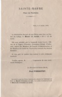 Invitation à La Distribution Des Prix/Collège  Sainte -Barbe/Place Du Panthéon/ Vers 1915?       CAH296 - Diploma's En Schoolrapporten