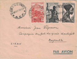 GABON - AEF - PORT GENTIL - 13-10-1956 - BEL AFFRANCHISSEMENT POUR BEYROUTH LIBAN. - Covers & Documents