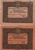2 Témoignages De Satisfaction/ Ecole Primaire Communale De Garçons /Imp Ecole Estienne/Gauthier/1928  CAH301 - Diploma's En Schoolrapporten