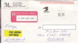 AMOUNT 6.9, FLUSHING, EAGLE, MACHINE STICKER STAMPS ON REGISTERED COVER, 1995, USA - Other & Unclassified