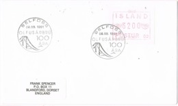 34073. Carta F.D.C. SELFOSS (Island) 1991. Olfusarbru. Automaten Stamp, ATM - Storia Postale