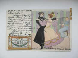 LOVIS LESSIEUX ,  WOMAN DANCING 1830 , ART DECO ART NOUVEAU 1904 RUSSIA ST. PETERSBURG  , OLD POSTCARD   , O - Lessieux