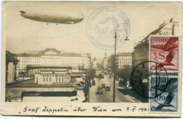 AUTRICHE CARTE POSTALE PAR AVION AVEC GRIFFE ROUGE "MIT LUFTSCHIFF L. 2. 127..." DEPART WIEN 7 V 29 POUR LES ETATS-UNIS - Autres & Non Classés