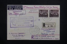 LUXEMBOURG - Carte En Recommandé De Luxembourg Par Avion Pour Le Chili En 1955, Anniversaire Mermoz - L 42772 - Storia Postale