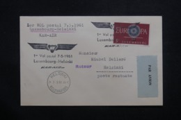 LUXEMBOURG - Enveloppe 1er Vol Luxembourg / Helsinki En 1961, Affranchissement Plaisant - L 42775 - Cartas & Documentos