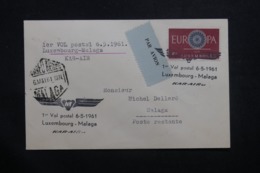 LUXEMBOURG - Enveloppe 1er Vol Luxembourg / Malaga En 1961, Affranchissement Plaisant - L 42776 - Brieven En Documenten