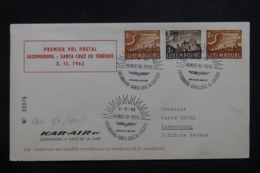 LUXEMBOURG - Enveloppe 1er Vol Luxembourg / Santa Cruz De Ténérife En 1962 - L 42778 - Covers & Documents
