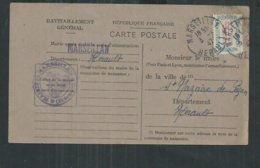 Timbre De Service No15a Ravitaillement Général Sur Carte De Marseillan (Hérault) - Lettres & Documents
