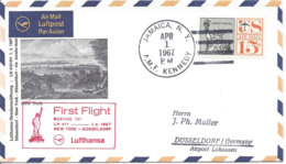 Premier Vol  Lufthansa 1 4 1967 LH 411 NEW-YORK DUSSLDORF Pour Dusseldorf - Andere & Zonder Classificatie