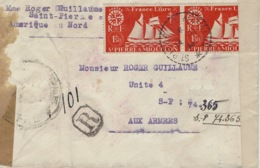 1944- Enveloppe RECC. De St Pierre Et Miquelon  Affr. à 3,00 F  Pour Le S P 74365  - Censure Américaine  DB / 106 - Storia Postale