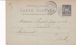 Carte Sage 10 C G10 Oblitérée Repiquage Comptoir Des Quincailleries Réunies De L'Est - Overprinter Postcards (before 1995)