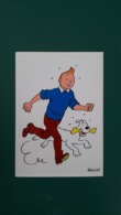 Tintin Carte Postale Autocollante (Lombard 1973) Version Signée Hergé : Tintin - Ohne Zuordnung