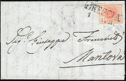 1851 - 15 Cent. Rosso, I Tipo, Cifra 5 Simile Ad Un 3 (3o), Perfetto, Su Busta Da Brescia 1/4/1851 A... - Lombardo-Veneto