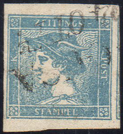 1851 - 3 Cent. Mercurio Azzurro, I Tipo (1), Usato, Perfetto. Bello. E.Diena.... - Lombardo-Venetien